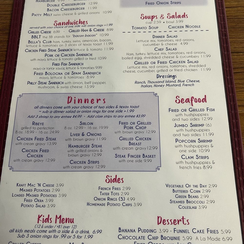 Bella Blue - Menu main meals - Cafes Near Me - Temple, Texas