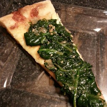 Villa Maria - Jazzed up my white slice with some sauteed spinach. - Italian Near Me - East Rockaway, New York