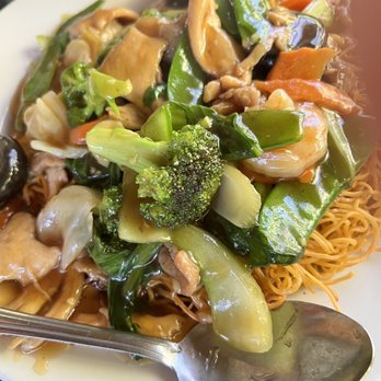 Peony Garden - Combination Hongkong style pan fried noodles - Dim Sum Near Me - Walnut Creek, California Peony Garden - Combination Hongkong style pan fried noodles - Dim Sum Near Me - Walnut Creek, California