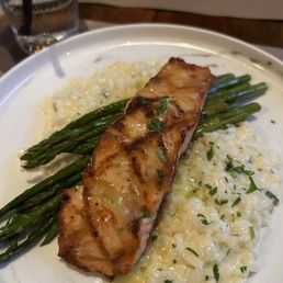Yummy salmon with risotto and grilled asparagus Yummy salmon with risotto and grilled asparagus