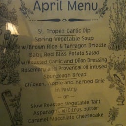 April 2012 Menu April 2012 Menu