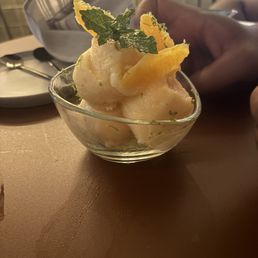 Orange, yuzu, and mint Sorbet