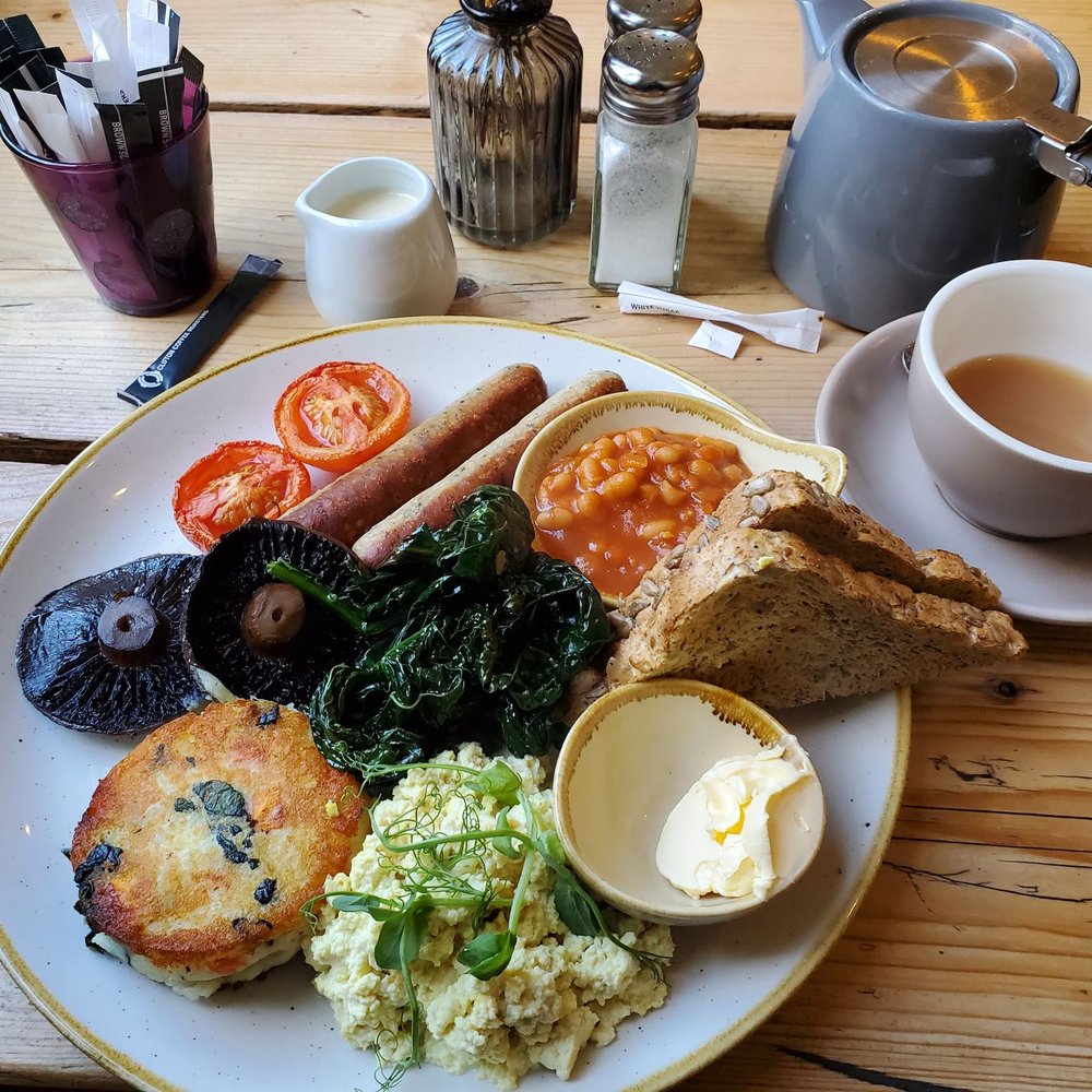 Vegan full English breakfast! Absolutely delicious, best food I've had in England! Vegan full English breakfast! Absolutely delicious, best food I've had in England!