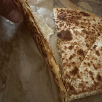 Taco Bell - $5.29 Cheese Quesadilla - just slightly on the "thin" side because there was nothing inside - Fast Food Near Me - Foster City, California Taco Bell - $5.29 Cheese Quesadilla - just slightly on the "thin" side because there was nothing inside - Fast Food Near Me - Foster City, California