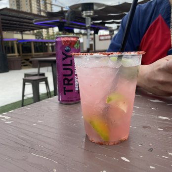 Smoke Skybar - Prickly pear margarita and a Truly berry punch - Barbeque Near Me - San Antonio, Texas Smoke Skybar - Prickly pear margarita and a Truly berry punch - Barbeque Near Me - San Antonio, Texas