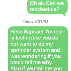 Cen's Landscaping Service - Text Message between me and Raphael