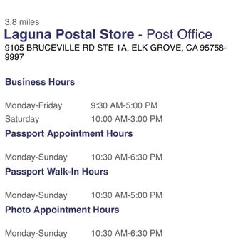 United States Postal Service - Hours of operation. - Post Offices Near Me - Elk Grove, California United States Postal Service - Hours of operation. - Post Offices Near Me - Elk Grove, California