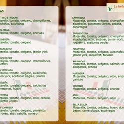 La Bella Italia - Carta de Pizzas