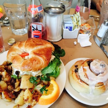 Tre Kronor - Honey Mustard Chicken Salad on a Croissant with potatoes Cinnamon Roll. Yum yum in my tum! - Breakfast & Brunch Near Me - Chicago, Illinois Tre Kronor - Honey Mustard Chicken Salad on a Croissant with potatoes Cinnamon Roll. Yum yum in my tum! - Breakfast & Brunch Near Me - Chicago, Illinois