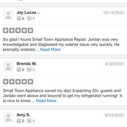 Small Town Appliance Repair - My 5 star reviews that Yelp wouldn't post for me.