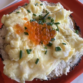 Smögen Appetizers - Soft scramble with salmon mousse - Bagels Near Me - Studio City, California