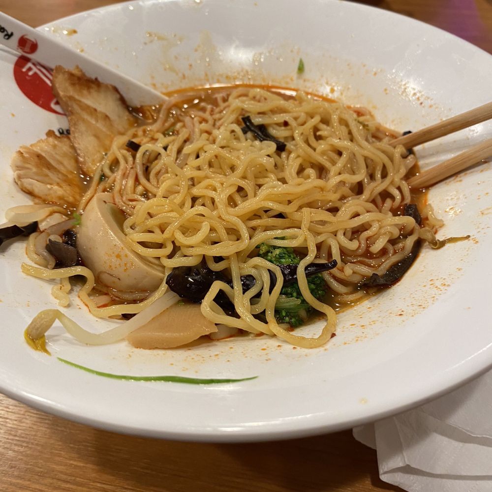 Shoyu ramen with chili added.