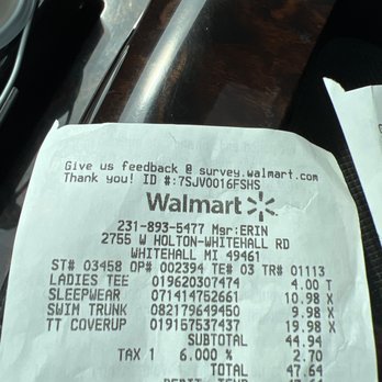 Walmart Supercenter - Receipt 1 - Grocery Near Me - Whitehall, Michigan Walmart Supercenter - Receipt 1 - Grocery Near Me - Whitehall, Michigan