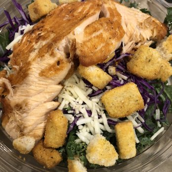 FISH DISTRICT - Kale Caesar with Salmon - Seafood Near Me - San Diego, California