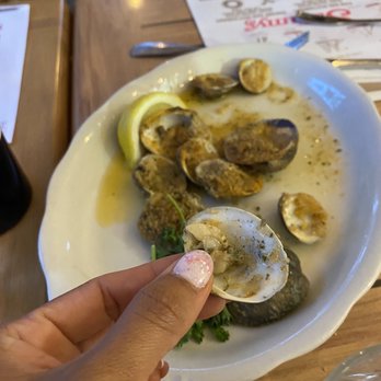 Sammys Fish Box - We ordered baked clams for appetizer 12 clams for $19 but look at how they came. - Seafood Near Me - Bronx, New York Sammys Fish Box - We ordered baked clams for appetizer 12 clams for $19 but look at how they came. - Seafood Near Me - Bronx, New York