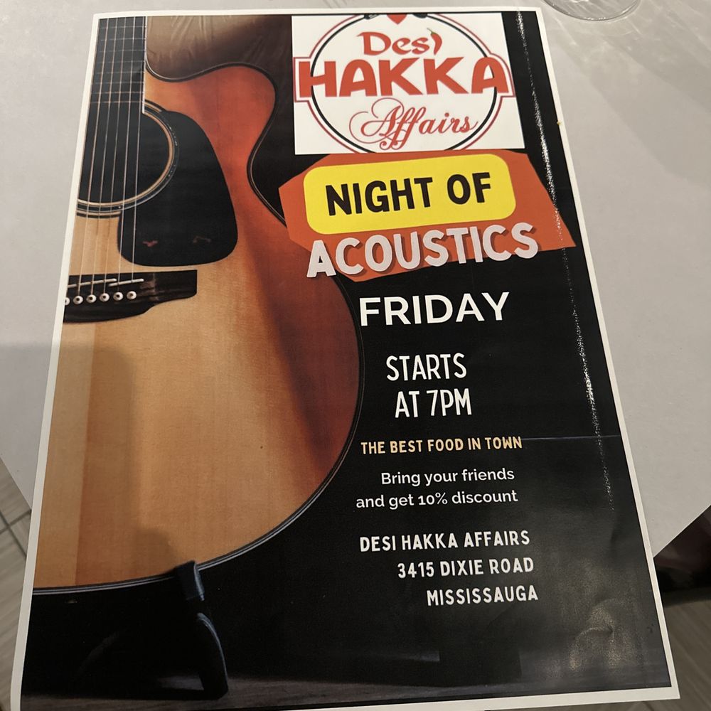 Desi Hakka Affairs - Acoustic guitar night - Indian Near Me - Mississauga, Ontario Desi Hakka Affairs - Acoustic guitar night - Indian Near Me - Mississauga, Ontario