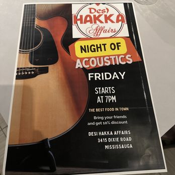 Desi Hakka Affairs - Acoustic guitar night - Indian Near Me - Mississauga, Ontario Desi Hakka Affairs - Acoustic guitar night - Indian Near Me - Mississauga, Ontario