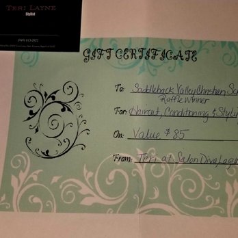 Salon Diva - A gift certificate that was "donated" by the stylist that she obviously never intended to make good on. - Nail Salons Near Me - Laguna Niguel, California