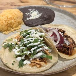 Chicken Tinga and Chicken Mole tacos