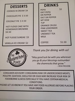 Menu photo 1 The Shamrock Place Erin, TN Menu photo 1 The Shamrock Place Erin, TN