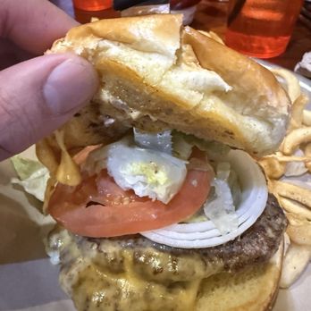 Hooters - BYO cheeseburger with lettuce and tomatoe. - American Near Me - Morrisville, North Carolina