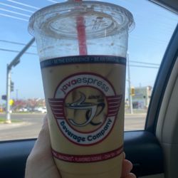 Java Espress - Iced americano w cream and caramel drizzle