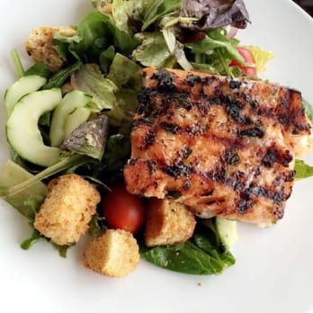 Shadows on the Hudson - Salmon over house salad - New American Near Me - Poughkeepsie, New York