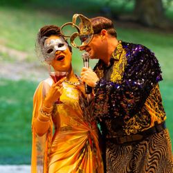 Hudson Valley Shakespeare Festival - Britney Nicole Simpson and Zack Fine in ROMEO & JULIET (2022) - Photo by T. Charles Erickson