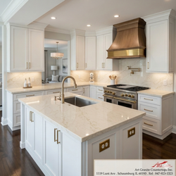 Art Granite Countertops - "Another stunning transformation complete!  We just wrapped up this beautiful kitchen project in Barrington featuring the timeless elegance