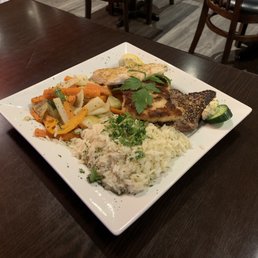 Chefs Platter with rice and veg.