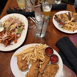 Chicken Tenders, fries, and fish tacos! Chicken Tenders, fries, and fish tacos!