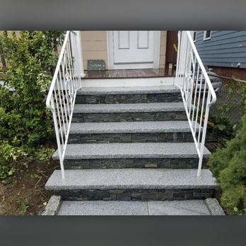 Creative Masonry and Paving - Natural salt and pepper granite treads with a natural stone veneer facing - Masonry/Concrete Near Me - Natick, Massachusetts Creative Masonry and Paving - Natural salt and pepper granite treads with a natural stone veneer facing - Masonry/Concrete Near Me - Natick, Massachusetts