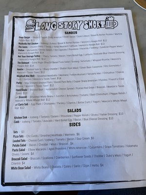Menu photo 4 Long Story Short Pittsburgh, PA