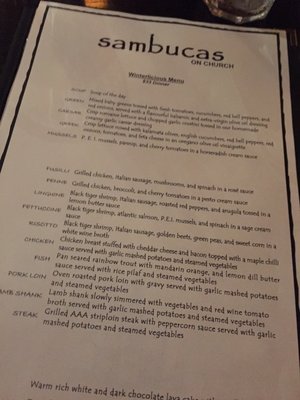 Menu photo 6 Sambucas On Church Toronto, ON