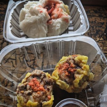 Mee Sum Pastry - Two pork and shrimp shumai and a steamed BBQ pork bun - Seafood Near Me - Seattle, Washington Mee Sum Pastry - Two pork and shrimp shumai and a steamed BBQ pork bun - Seafood Near Me - Seattle, Washington