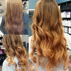 Genesis Hair Salon - Beautiful before and after ombré with curls done by Angela!