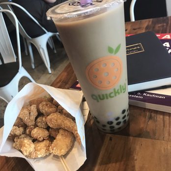 Quickly Boba Cafe - Okinawa milk tea with Taro pudding and regular boba - Bubble Tea Near Me - Troy, Michigan Quickly Boba Cafe - Okinawa milk tea with Taro pudding and regular boba - Bubble Tea Near Me - Troy, Michigan