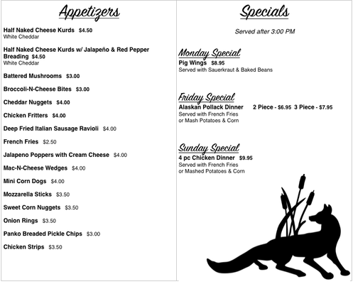 Menu photo 3 Cattail Tap Rib Lake, WI