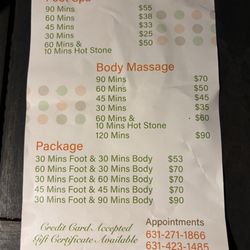 Sky Foot Spa - Pricing