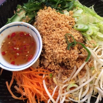 Assámm - 20. cold rice noodles salad with grilled pork neck. - Thai Near Me - Sydney, NSW