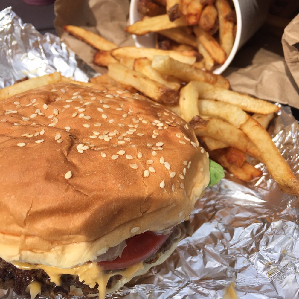 Five Guys - Double bacon cheese burger all the way with regular fries. - Burgers Near Me - Dewitt, New York