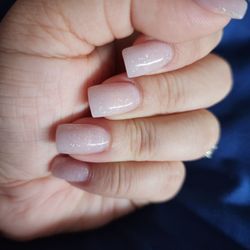 Fancy Nails - Done by Aliyah. Super pretty when the light reflects on the glitter, literally what I wanted. I Ike the natural look.