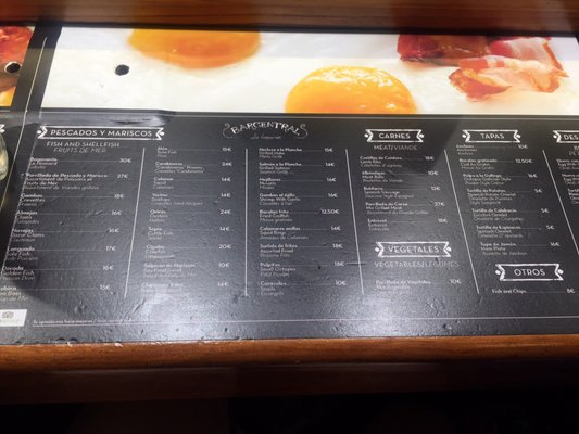 Menu photo 7 Bar Central Barcelona, B Menu photo 7 Bar Central Barcelona, B