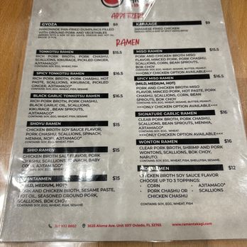 Ramen Takagi - Menu - Japanese Near Me - Oviedo, Florida Ramen Takagi - Menu - Japanese Near Me - Oviedo, Florida