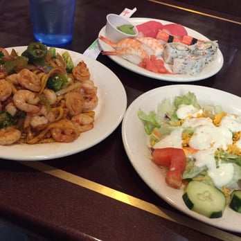 Buffet King - Shrimp Mongolian, (the shrimp are always cooked perfectly) Salad and Sushi, which is always fresh! - Chinese Near Me - Denton, Texas