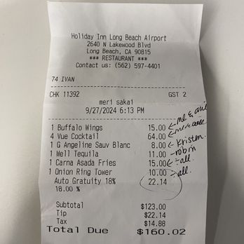 VUE Bar + Restaurant - Server trying to trick patrons. Please see my review for details. - Bars Near Me - Long Beach, California