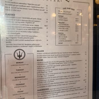 Neptune Oyster - Menu - Seafood Near Me - Boston, Massachusetts