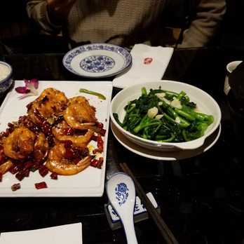 Mountain House - Chilli shrimp, sauteed greens, delish - Szechuan Near Me - Queens, New York