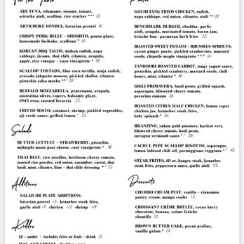 Benchmark - Menu 6/2024 - New American Near Me - Santa Ana, California
