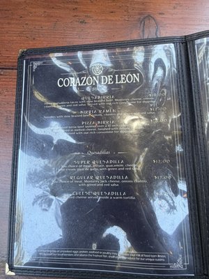 Menu photo 6 Corazon De Leon Ben Lomond, CA